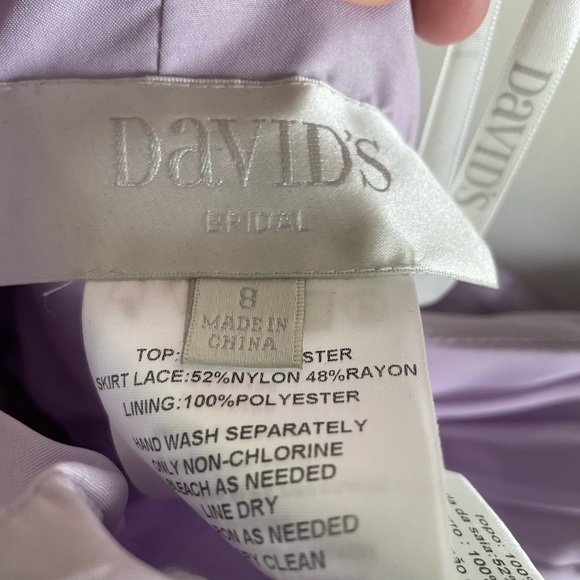 Strapless Lavender Lace Bridesmaid David’s Bridal Dress - Picture 4 of 4